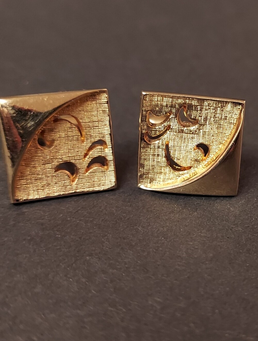 vintage swank cufflinks in gold tone with crescent moon